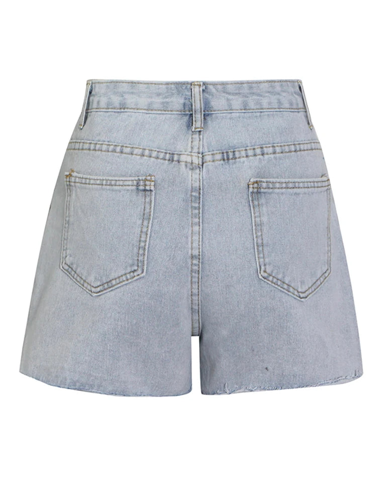 Patchwork Tassels Hem Shorts For Women High Waist Solid Minimalist Short Pants Female Clothes Summer Style
