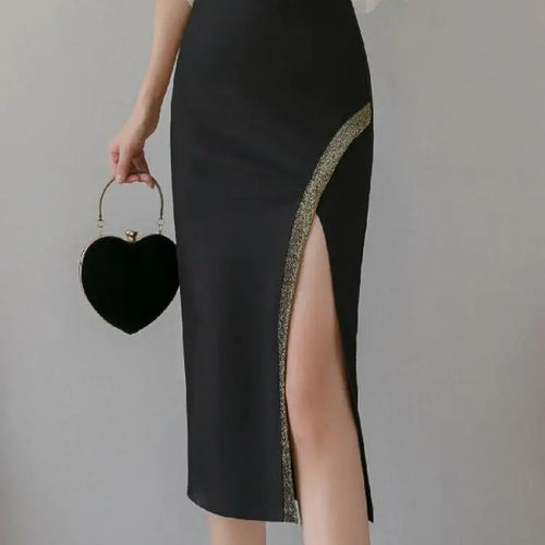 Load image into Gallery viewer, Korean Version Spring Summer Women Patchwork High Waist Midi Skirt Streetwear Popular Sexy Oversized Wrap Hip Split Skirt Trendy
