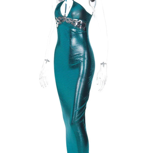 Load image into Gallery viewer, Spaghetti Strap Backless Bodycon Maxi Dress For Women Robe Off-shoulder Hollow Out Strapless Club Party Sexy Dress
