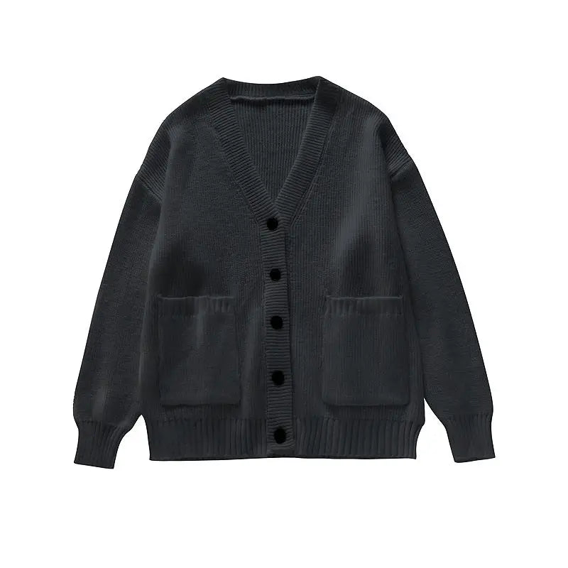 Autumn Sweet Y2k Aesthetic Casual Knitted Cardigans 2025 Grunge Gentle Solid All Match Tops Harajuku Loose V Neck Sweater Women