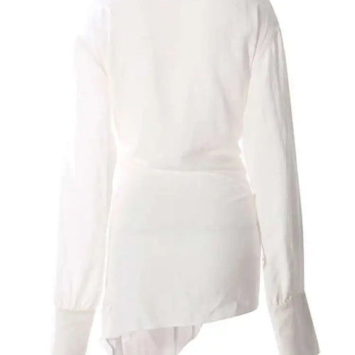 Load image into Gallery viewer, Women White Bandage Bow Big Size Long Elegant Blouse New Lapel Long Sleeve Shirt Fashion Tide Spring Autumn 2025 7AB8430
