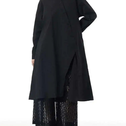 Load image into Gallery viewer, Women Purple Irregular Button Slit Big Size Shirt Dress New Lapel Long Sleeve Fashion Tide Spring Autumn 2025 1DH4827
