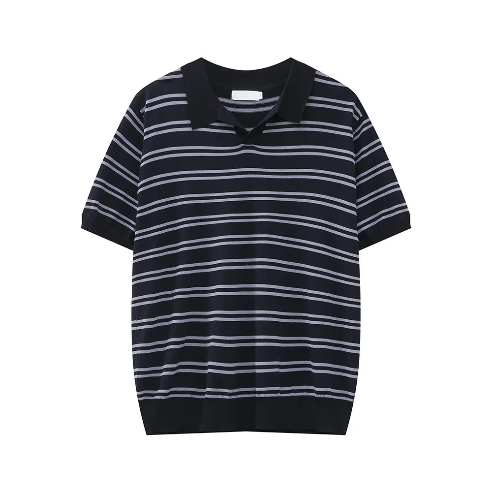 Men's T-shirts Short Sleeve New Summer Simple Stripe Contrast Color Design Casual Male Clothing Pullover Men Top 9W1682