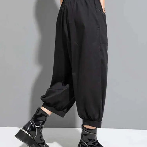 Load image into Gallery viewer, High Elastic Waist Black Pocket Thin Casual Harem Pants New Loose Fit Trousers Women Fashion Spring Autumn 2025 1DF6508

