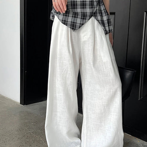 Load image into Gallery viewer, High Elastic Waist White Linen Pleated Long Wide Leg Pants New Trousers Women Fashion Tide Spring Summer 2025 1DJ1280
