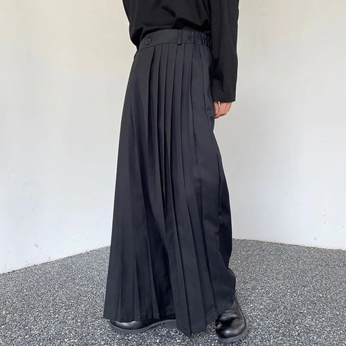 Load image into Gallery viewer, Dark Style Wide-leg Pants Pleated Men Skirt Pants Personalized Detachable Hemline Autumn Culottes Women 9C4159
