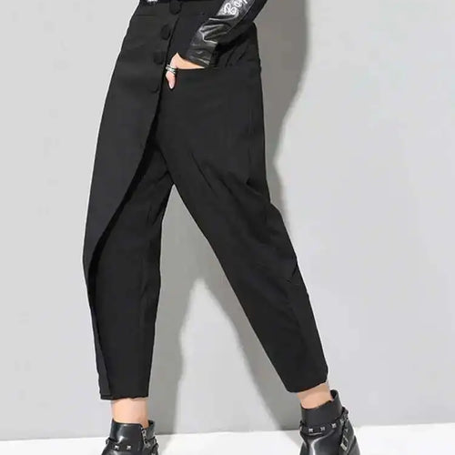 Load image into Gallery viewer, High Elastic Waist Black Asymmetric Casual Pants New Loose Fit Trousers Women Fashion Tide Spring Autumn 2025 1DF4648
