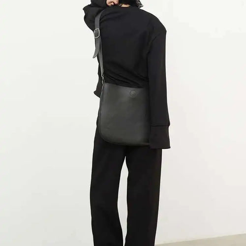 Load image into Gallery viewer, Wide Leg Pants Big Size Two Piece Suit New Round Neck Long Sleeve Black Loose Fit Women Fashion Spring Autumn 2025 1DF7084
