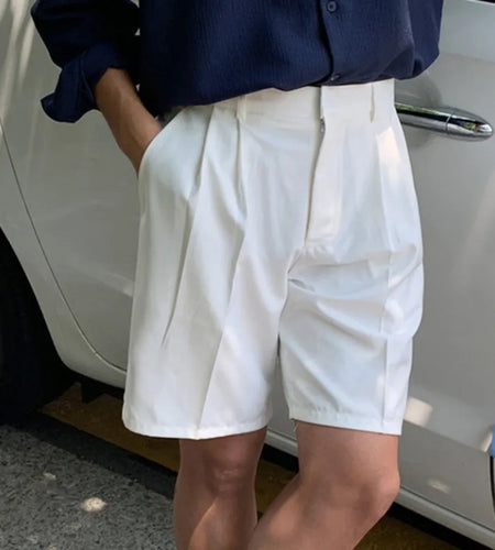 Korean design Summer Men's Shorts Casual Straight Wde Leg Male simple Loose Trousers Solid Color Stylish 9C6348