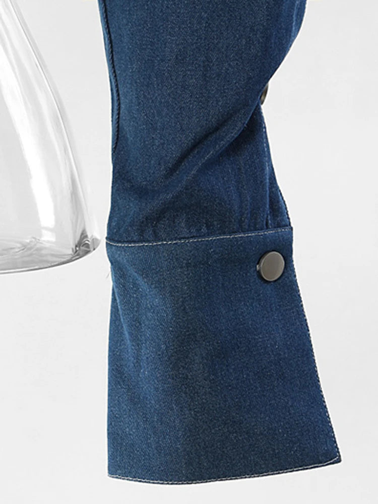 Loose Fit Denim Blue Shaped Short Casual Jacket New Lapel Long Sleeve Women Coat Fashion Tide Spring Autumn 2025 17A8858
