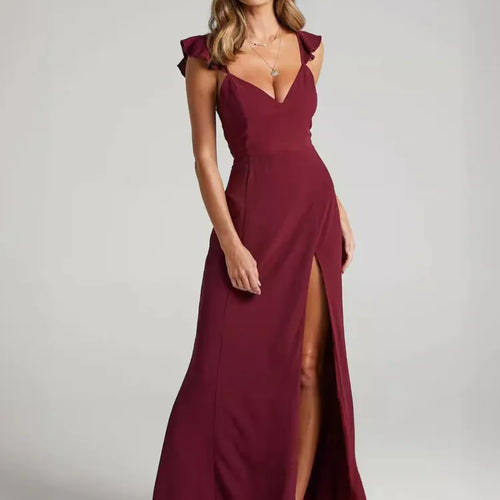 Load image into Gallery viewer, Elegant Sleeveless High Slit Bodycon Party Club Evening Dress Women Pleated High Waisted Vestido Sexy Slim Long Dress
