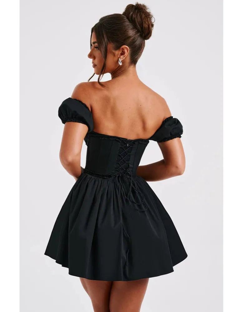 Elegant Sleeveless Tight Pleated Dress For Women Autumn 2024 New Sexy Backless Short Skirt Party Club Slim Evening Dress