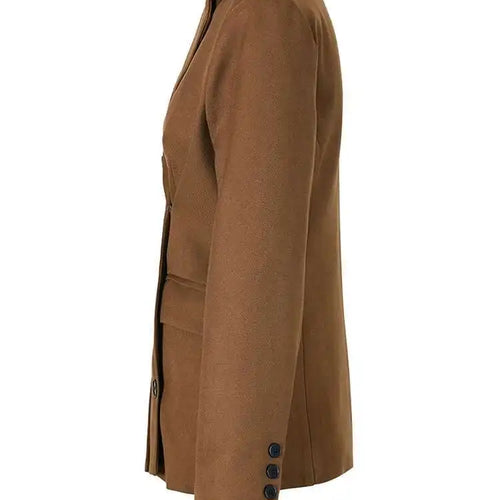 Load image into Gallery viewer, Women Brown Hem Pleated Irregular Elegant Slim Blazer New Lapel Long Sleeve Jacket Fashion Tide Spring Autumn 2025 7AB1120
