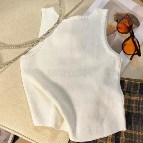 Load image into Gallery viewer, Summer Y2k White Letter Sleeveless Sexy Short Tank Top For Women Pink Yellow Vest Streetwear Clothing Casual Holiday Popular New
