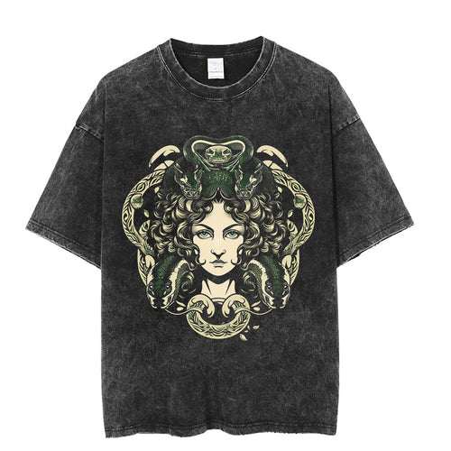 Load image into Gallery viewer, Vintage Washed Tshirts Anime T Shirt Harajuku Oversize Tee Cotton fashion Streetwear unisex top Medusa
