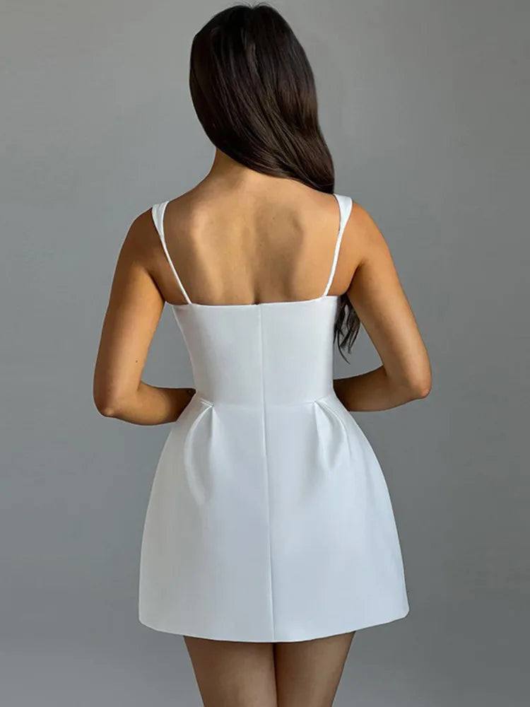 Women's Waist Wrap Tank Top Dress, Female Open Back, Sexy Mini Dress, Slim, Summer, New, Party Clothing, Fashion, 2024