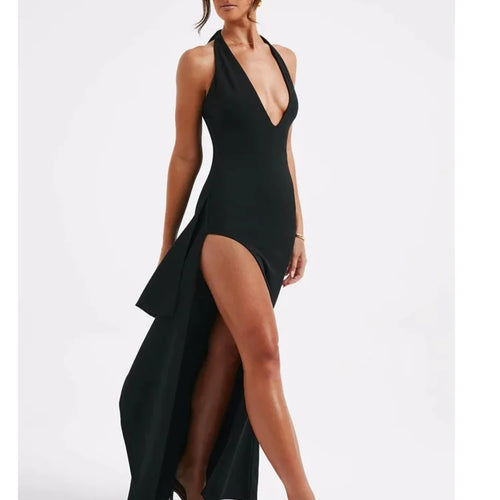 Load image into Gallery viewer, Women's Sexy Sleeveless High Split Evening Dress, Lace Up Neck Fold, Elegant Female Fashion, Backless Partywear, 2024
