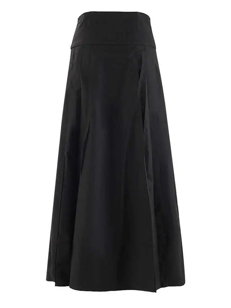 High Waist Black Pleated Botton Shaped Elegant Midi Half-body Skirt Women Fashion Tide New Spring Autumn 2025 CPG1936