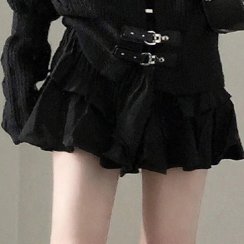 Load image into Gallery viewer, Bleted Button Black Knitted Cardigan Women Cool Punk Loose Sweater Jacket Y2k Aesthetic Tops Casual All Match Harajuku
