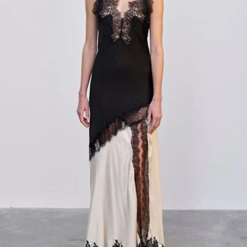 Load image into Gallery viewer, Hit Color Loose Dresses For Women Square Neck Sleeveless High Waist Temperament Minimalist Dress Female Fashion New
