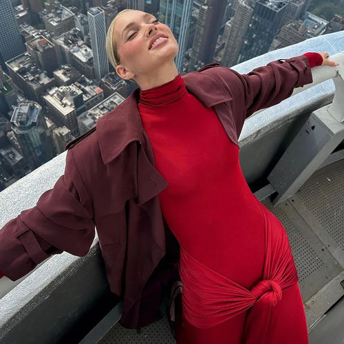 Load image into Gallery viewer, Turtleneck Long Sleeve Maxi Dress For Women Fashion Irregular Bodycon Long Dress Femme Temperament Evening Dress
