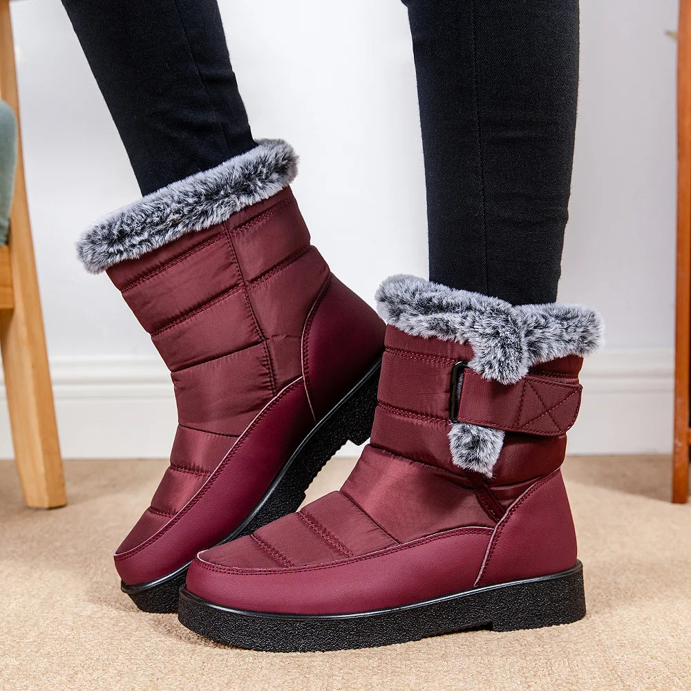 Women's Boots 2025 New Winter Boots With Fur Keep Warm Botas Mujer Rubber Snow Boots Black Footwear For Winter Shoes Woman Boot