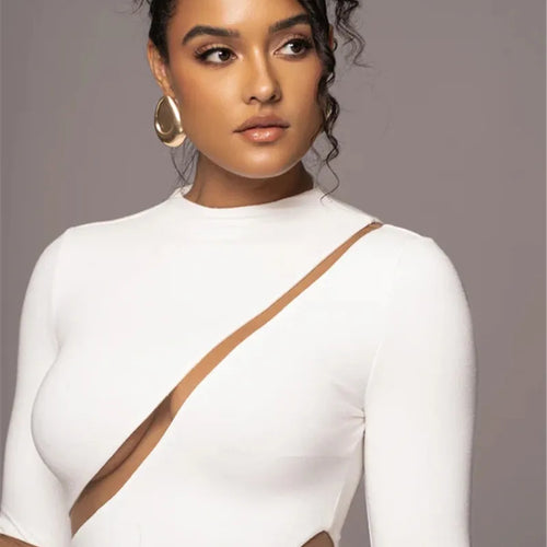 Load image into Gallery viewer, Turtleneck Long Sleeve Bodycon Maxi Dress For Women Autumn New Patchwork Hollow Out Club Party Sexy Long Dress Vestidos
