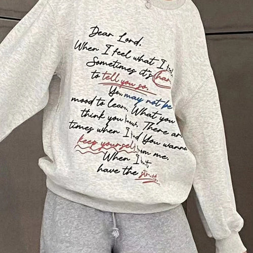 Load image into Gallery viewer, Loose O-neck Pullovers Chicly Letter Printing Warm Female Hoodies Basic Simple Casual Fashion Solid Color Women Hoodies
