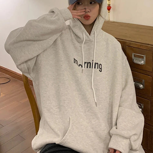 Load image into Gallery viewer, Navy Blue Green Hooded Pullover Autumn Letter Female Sweatshirt Women&#39;s Hoodies Loose Casual Harajuku Top Thin Coat M-XL
