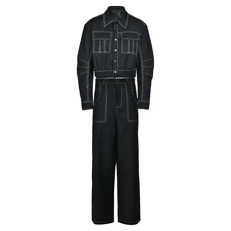 Black Jacket Big Size Wide Leg Pants Two Piece Suit New Lapel Long Sleeve Women Fashion Tide Spring Autumn 2025  CPG0425