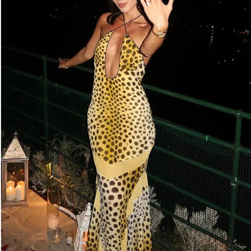 Load image into Gallery viewer, Elegant Sleeveless Women Summer New Sexy Hanging Neck Lace Up Long Dress Bodycon Irregular Female Vestido Party Club2024
