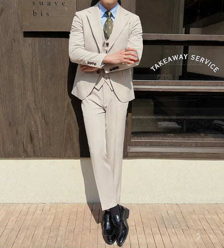 Men's Suit Three-piece New Spring Men's Set Blazer Single Breasted Vest Slim Pants Business Casual Solid Color 9W1573