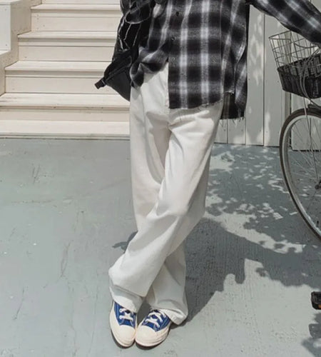 Men's Jeans Straight Leg Style Spring Loose Cleanfit Solid Color Design New Korean Style Simple Trousers 2025 9W1449