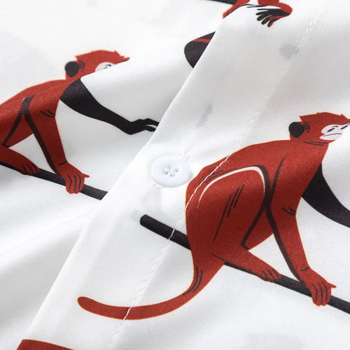 Load image into Gallery viewer, Harajuku Hawaiian Shirts Cartoon Monkey Graphic Printed Blouse Men Summer Casual Baggy Short Sleeve Button Up Beach Shirt Tops
