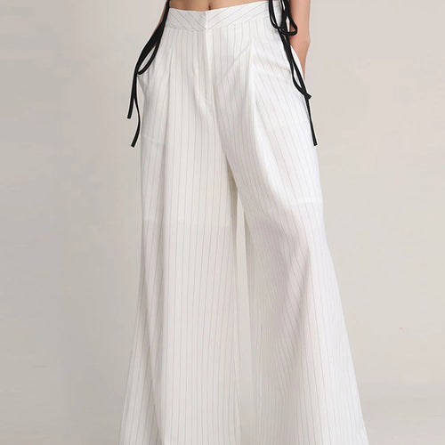 Load image into Gallery viewer, White Elegant Wide Leg Pants For Women High Waist Loose Solid Minimalist Trousers Female Fashion Clothing
