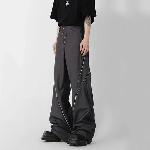 Load image into Gallery viewer, Zipper Men Wear Slit Micro-cropped Pants Wide Leg Loose Male Trousers Streetwear 2025 Spring New Fashion Tide 9A5414
