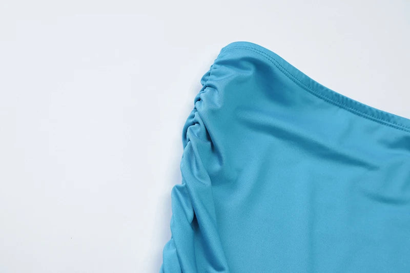 Off-shoulder Strapless Sexy Maxi Dress For Women Elegant Blue Sleeveless Backless Lace Patchwork Bodycon Long Dress