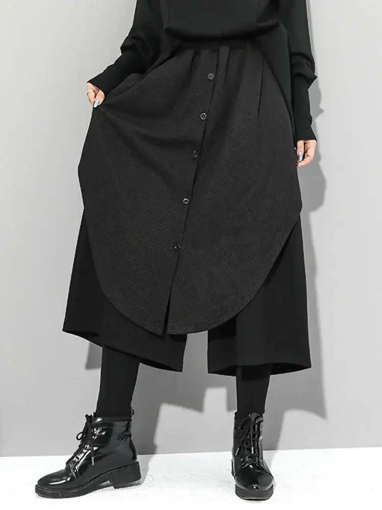 High Elastic Waist Black Irregular Wide Leg Pants New Loose Fit Trousers Women Fashion Tide Spring Autumn 2025 1DF4658