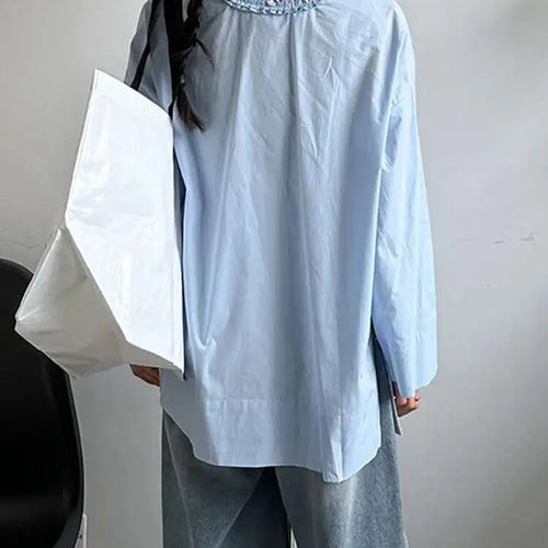 Load image into Gallery viewer, Women White Ruffles Elegant Big Size Long Blouse New V-neck Long Sleeve Shirt Fashion Tide Spring Autumn 2025 1DJ0732
