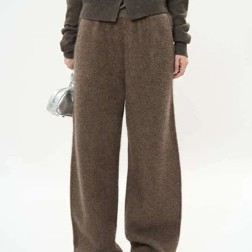 Load image into Gallery viewer, High Elastic Waist Beige 36% Wool Long Knitting Wide Leg Pants New Trousers Women Fashion Tide Autumn Winter 2025 1DH8230
