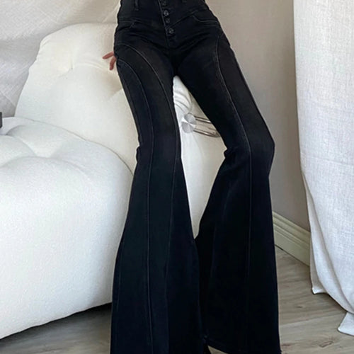 Load image into Gallery viewer, Vintage Casual Flare Jeans High Waist Full Length Patchwork Folds Slimming Temperament Pant Female Fashion Clothing
