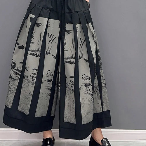 Load image into Gallery viewer, High Elastic Waist Black Printed Pleated Long Wide Leg Pants New Trousers Women Fashion Tide Spring Autumn 2025 1DF6290
