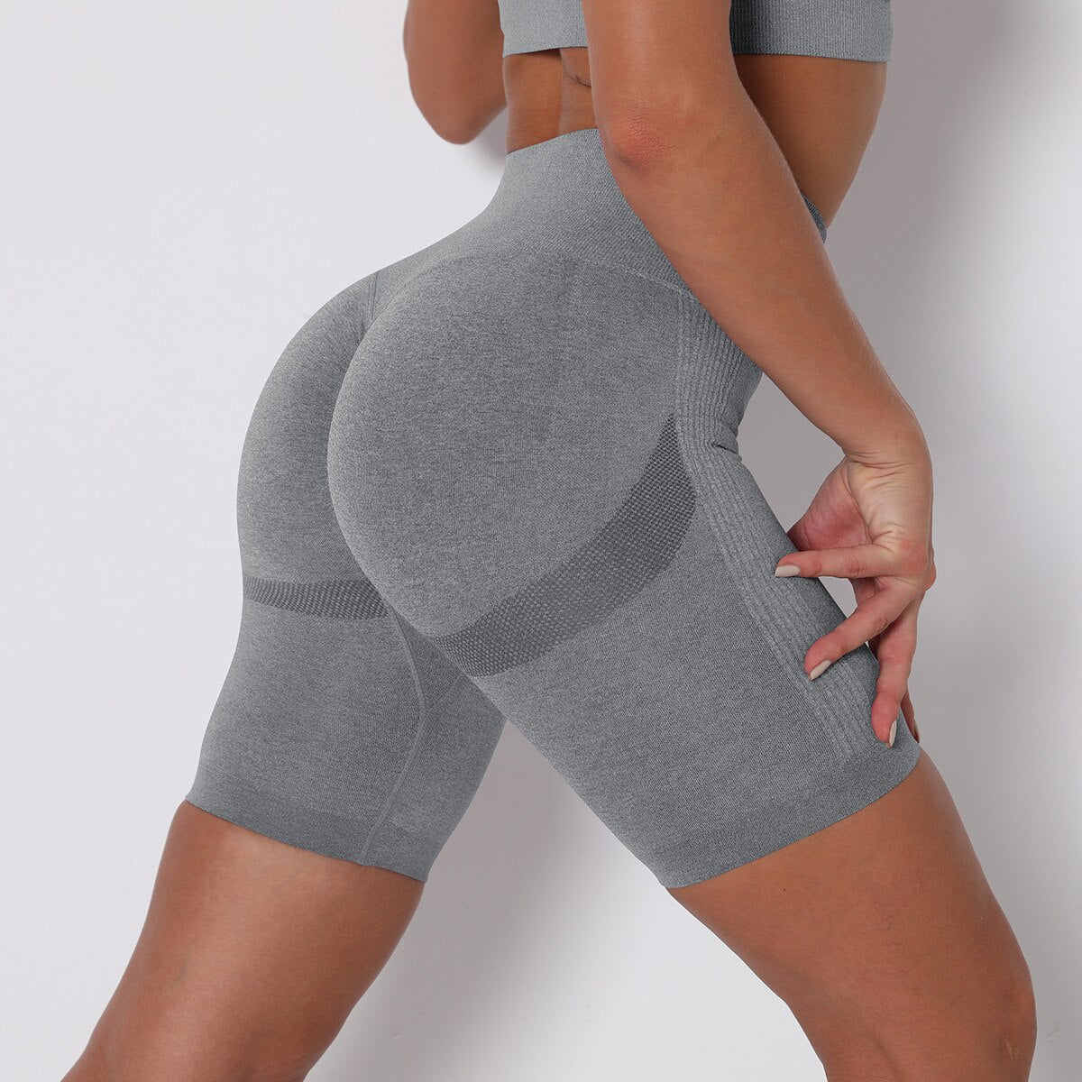 Sport short leggings women seamless Peach Hip Solid Color Sexy High Waist scrunch Pants