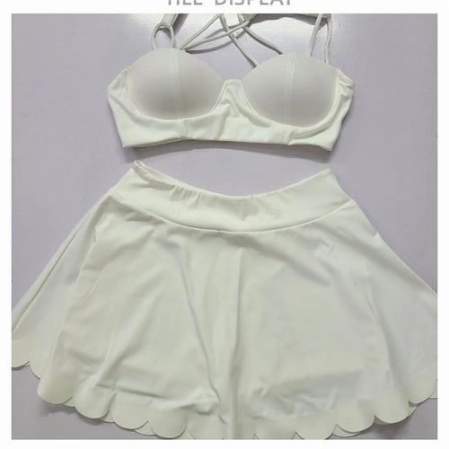 Load image into Gallery viewer, Golf Wear Women Workout Short Skirt Sporty Woman Gym Tennis Skirts Head Yoga Backless Bra Anti-Exposure Petal Pantskirt
