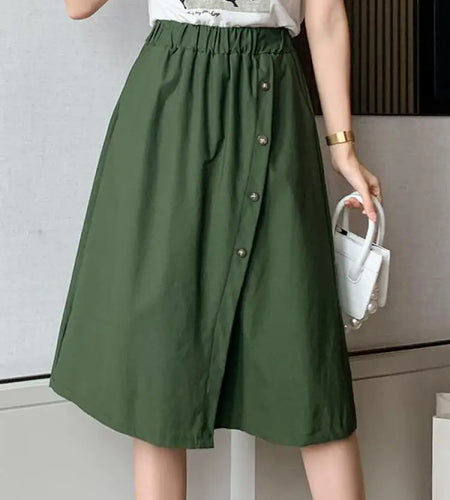 Solid Button Wide Leg Pant Skirt Female High Waist Loose Pentagonal Pant Korean Baggy Casual Fashion Trend Women Clothing Summer