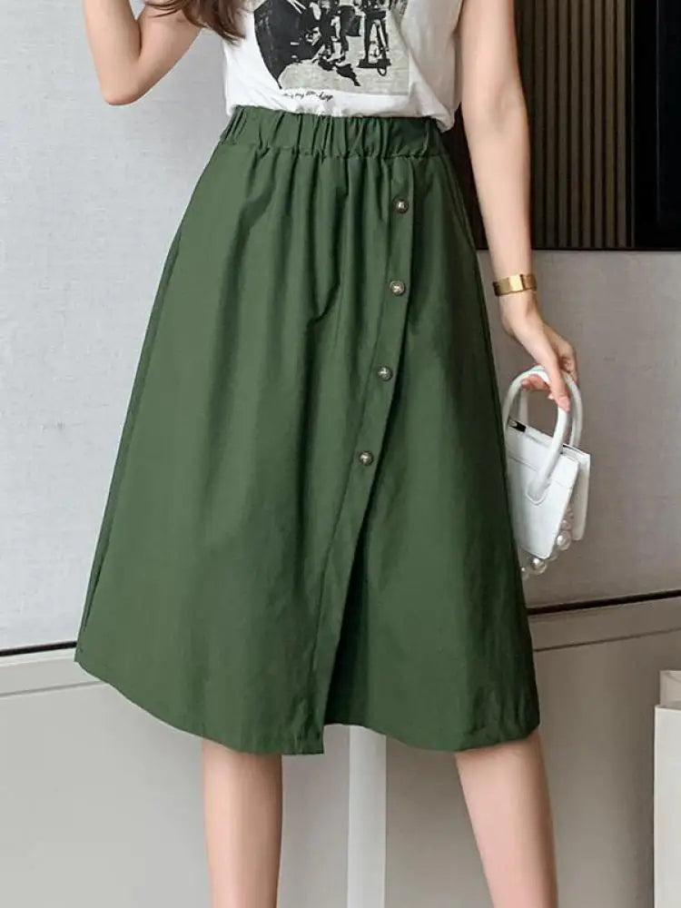Solid Button Wide Leg Pant Skirt Female High Waist Loose Pentagonal Pant Korean Baggy Casual Fashion Trend Women Clothing Summer
