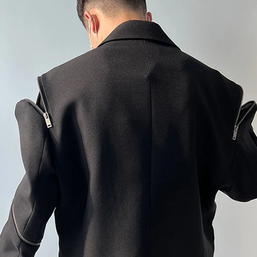 Load image into Gallery viewer, Zipper Men Suit Personalized Design Coat Casual Solid Color Long Sleeve Zipper Decoration Male Jacket Darkwear 9A5018
