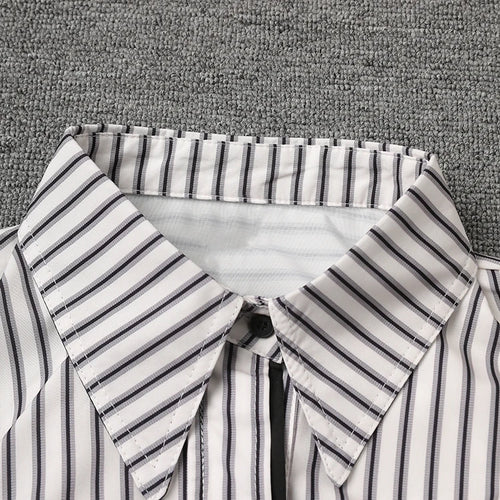 Load image into Gallery viewer, Women Striped Ribbons Irregular Elegant Blouse New Lapel Long Sleeve Shirt Fashion Tide Spring Autumn 2025 7AB8416
