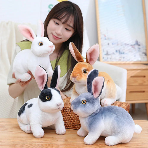 Load image into Gallery viewer, Simulation Kawaii Long Ears Realistic Rabbit Plush Toy Lifelike Animal Stuffed Doll Toys for Kids Girls Birthday Gift Room Decor
