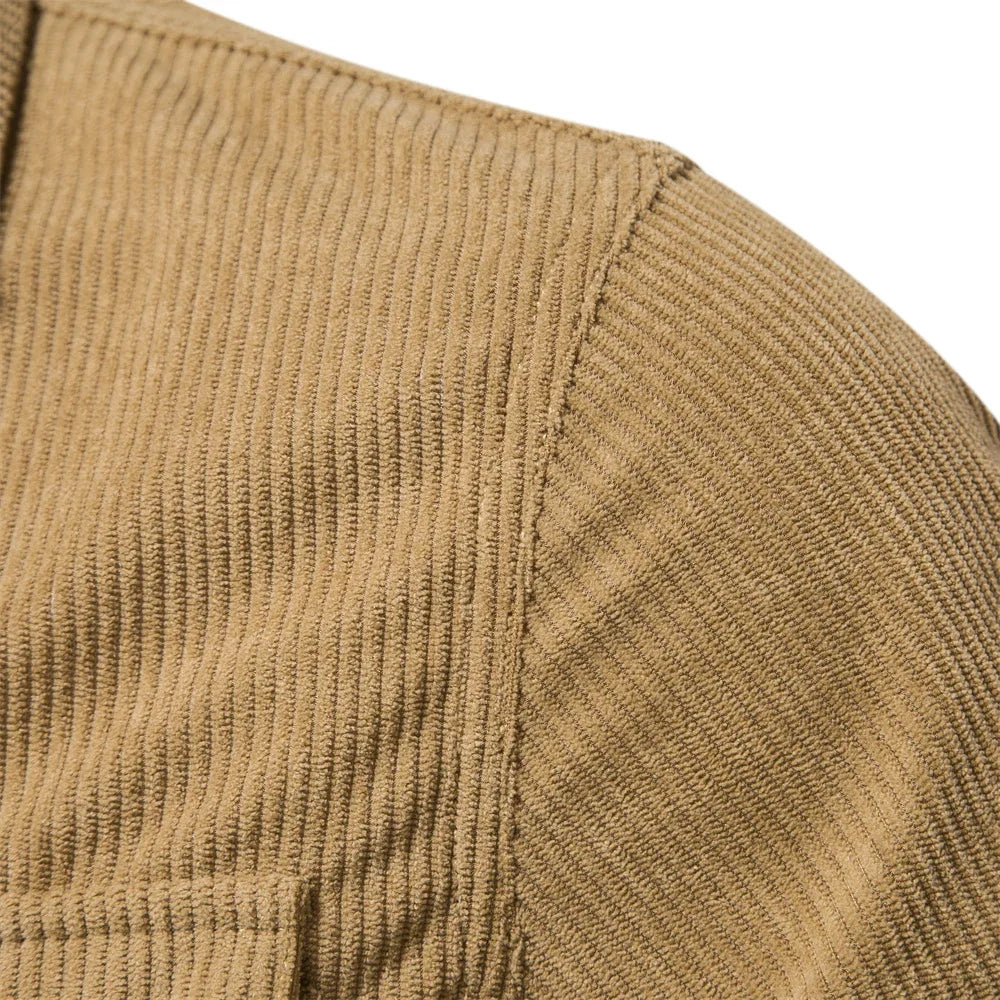 Solid Color Shirt Corduroy Shirt for Men Business Casual Pocket Men's Shirt Thicken Autumn Men Shirt
